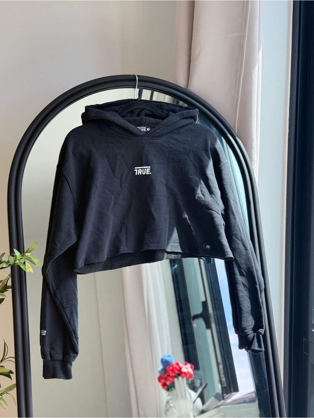 TRUE Black Cropped Hoodie - Logo Front